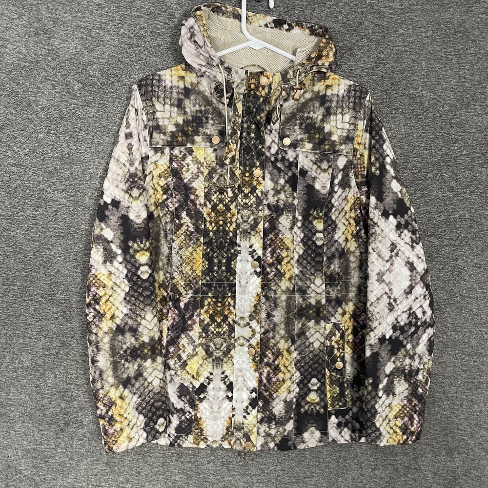 Ilse Jacobsen Rain Windbreaker Jacket Womens 38 Multi Snake Print Hooded